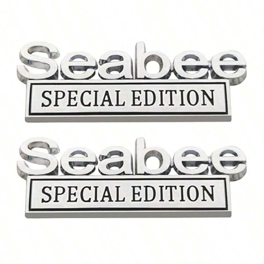 2PCS Seabee Edition 3D Metal Car Decals For Fender Trunk Tailgate Military-Themed Adhesive Badge Sticker In Silver Gray Durable Weatherproof Auto Accessory For SUV Truck Laptop - Silver/Black - View 1