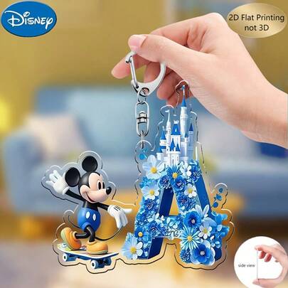  Impresión plana 2D, 1 pieza Llavero acrílico de Mickey Mouse de Disney, 26 letras del alfabeto inglés de la A a la Z, colgante de bolso de dibujos animados Kawaii, colgante con inicial de pareja y mejores amigos, adecuado para regalos de Navidad, Acción de Gracias, Halloween, Día de San Valentín, colgante acrílico con cadena, accesorio creativo para bolso, adecuado para llaves de coche y bolsos. Lindo colgante de bolso estilo Kawaii, llavero de coche, decoración de coche, mejor regalo de cumpleaños para amigos, familiares y seres queridos