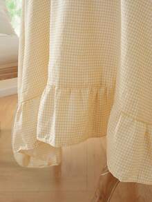 1pc Pale Yellow Plaid Tablecloth With Skirt, Fresh Style, Suitable For Daily Home Tabletop Decoration - Light Yellow - View 5