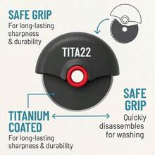 Titanium Coated Pizza Cutter Wheel - Ultra S Durable, Rust Resistant, Ergonomic  Grip Handle, Dishwasher , Detachable Blade Fasy Cleaning - Professional Pizza Slicer - Default - View 5
