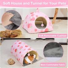 2 buah Sarang Persembunyian Hamster, Tempat Tidur Kelinci yang Dapat Dicuci dengan Terowongan Hamster, Mainan Tempat Tidur Hamster, Aksesoris Kandang Persembunyian Kelinci, Cocok untuk Hamster, Musang, dan Kelinci - A-merah muda - View 3