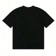 Replica T-Shirts IV Summer 2026, Vintage Floral And Letter Print T-Shirts, 100% Cotton, Short Sleeve Couple T-Shirts (Men And Women), Couple Clothing For Everyday Autumn Wear - 黑色 - 查看 4