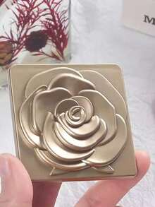 1pc Square Folding Makeup Mirror, Rose Carved Gradient Shell Design, Portable Rose Gold, Mini Makeup Mirror, Suitable For Party, Travel And School, Compact Pocket Small Makeup Mirror, Living Room, Home, Bedroom, Bathroom Universal - Multicolor - View 4