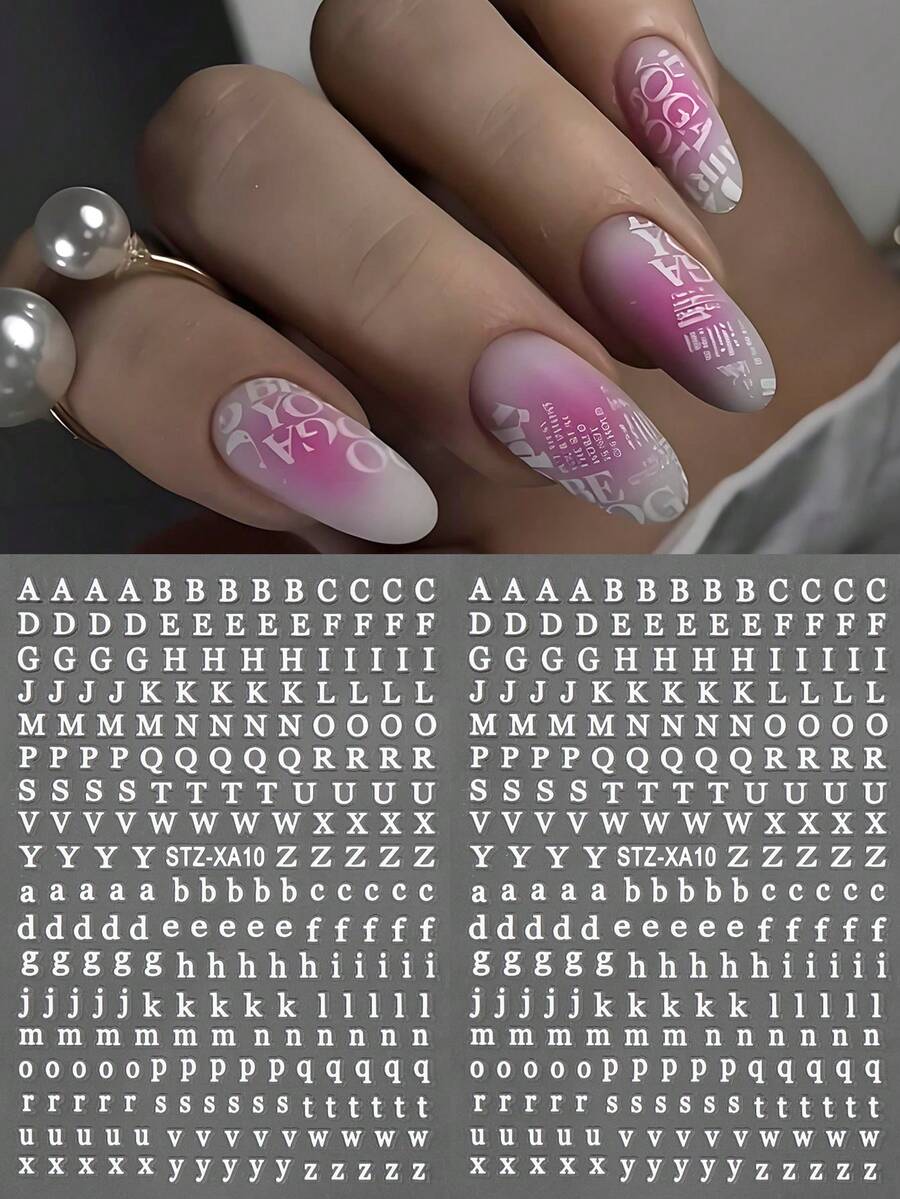 2件組 白色英文字母美甲貼紙 字母DIY創意文字 夏季美甲貼花 哥德風 Y2K 簡約美甲飾品 婚禮/節日派對美甲裝飾 美甲用品 - 白色 - 查看 1