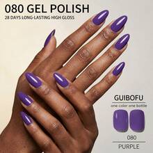1 pieza Esmalte de uñas en gel marca GUIBOFU No.080 - Lila Púrpura - Ver 11