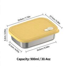 304 Stainless Steel Food Container, Stackable Refrigerator Sealed Fresh-Keeping Box, Fruit And Vegetable Meat Storage Box With Lid, Large Capacity Food Preservation Box, Suitable For Kitchen Food Storage And Organization - Multicolor - View 16