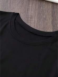 Summer Tops Double-Sided Printed Cotton T-Shirt Summer Vibes Pattern - Black - View 2