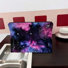 1个紫色和蓝色星系星云图案线条艺术行星印花平板电脑保护套，兼容iPad，通用智能保护套，兼容iPad - 兼容iPad Air 6/5/4、10（10.9英寸）、iPad Pro 2024/M3/A16 2025 - 彩色 - 查看 6
