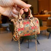 Women's Fashionable Mini Handbag, Multifunctional Daily Crossbody Bag, Affordable And Stylish Mini Bag For Casual And Date Use, New Mini Women's Bag, Pillow Bag, Cherry Series, Classic Pattern Crossbody Handbag, Versatile Bag, Compact Mini Daily Wallet, Multi-Purpose Small Shoulder Crossbody Bag, Stylish Minimalist Mini Handbag Gift - 櫻桃老花枕頭包-黑色 - 查看 1