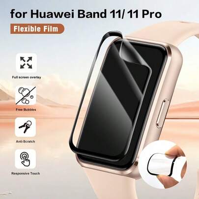 غطاء شاشة كامل ثلاثي الأبعاد، مناسب ل- New Band 10/Band 11/Band 11 Pro، شفاف عالي الدقة، مقاوم للخدش، مضاد للبصمات، قطعتان