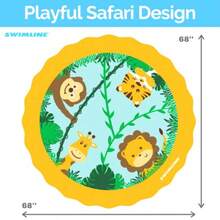 Swimline 68 Inch Sprinkler Mat and Splash Play Mini Pool Outdoor Water Toy Safari Adventure for and Family Fun Exciting Backyard Water Action - Multicolor - Ver 4