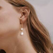 QTHOPE Pendientes de perla versátiles, pendientes elegantes con colgante - perlas falsas - Ver 2