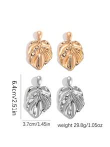 1 Đôi bông tai nữ hình lá bằng kim loại, kiểu dáng tối giản, thanh lịch và đa năng, phù hợp cho các bữa tiệc, hẹn hò, đeo hàng ngày và đi chơi. - Nhiều màu - Xem 3