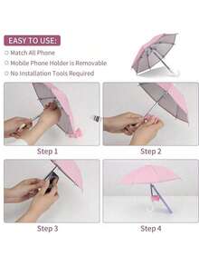 Mini Smartphone Umbrella, Universal Pig Sucker Stand, Outdoor Anti-Glare Sun Shade, Made Of Polyester Fiber, Protects Phone From Rain And Sunlight, Screen Protector - Multicolor - View 1