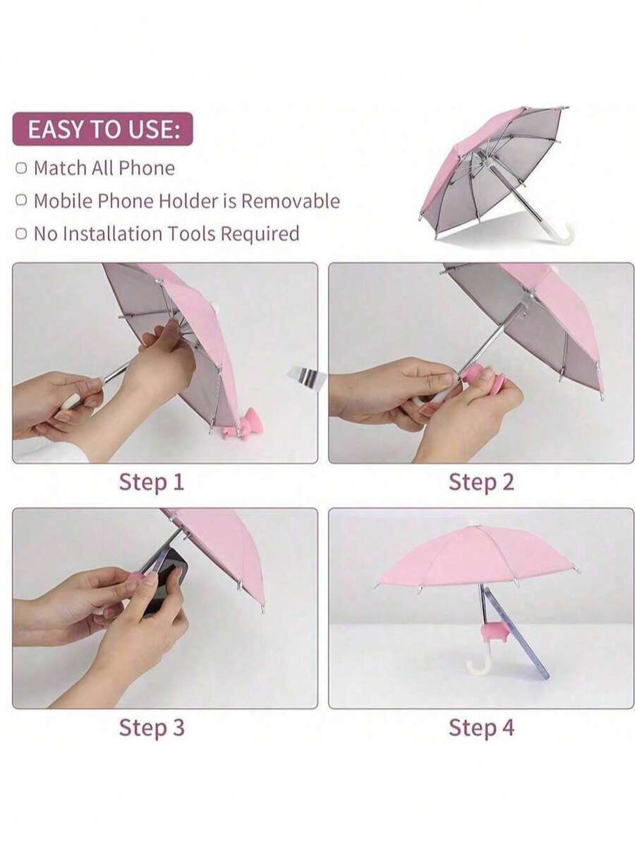 Mini Smartphone Umbrella, Universal Pig Sucker Stand, Outdoor Anti-Glare Sun Shade, Made Of Polyester Fiber, Protects Phone From Rain And Sunlight, Screen Protector - Multicolor - View 1