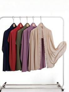 1 Stück eleganter Damenkopftuch mit 3D Rosen Stickerei aus Musselin, weicher Chiffon Stoff mit Spitzenbesatz, geeignet für Abaya und täglichen Gebrauch - Verschiedenfarbig - Übersicht 3