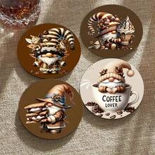 6pcs Set Vintage American Style Wooden Coffee Cup Coasters, Creative Coffee Lover Printed Heat Insulation Non-Slip Desk Coasters - Wood-coaster - View 5