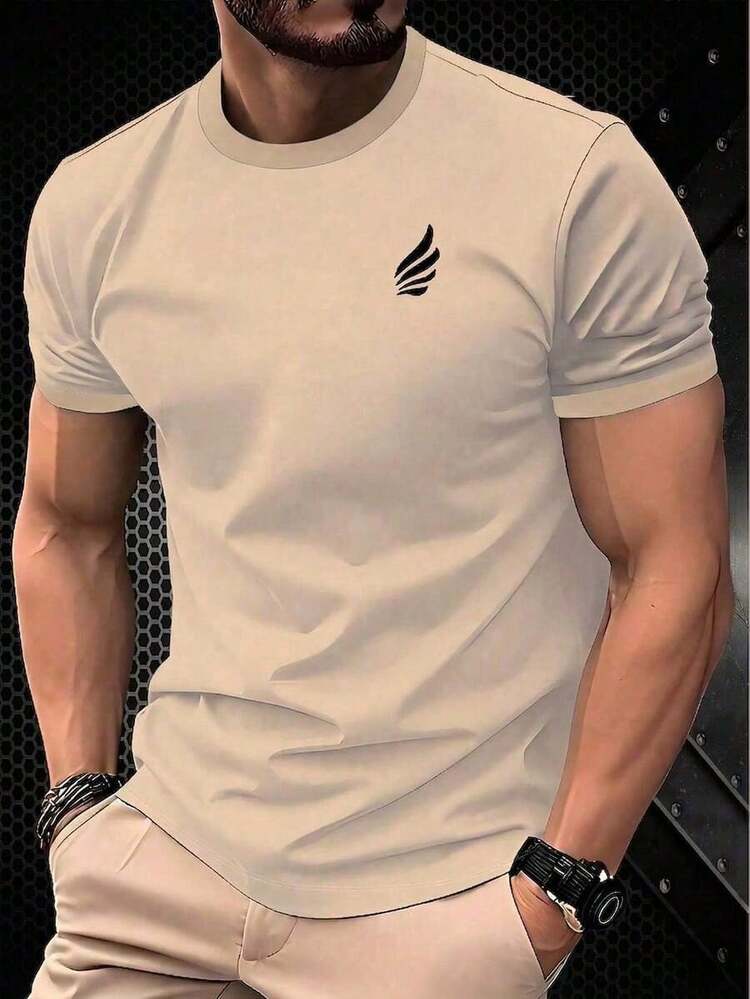 Men's Short-Sleeved T-Shirt With A Round Neck And Simple Design - Black - View 10