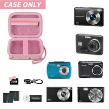 ALKOO Funda para cámara digital compatible con cámaras compactas de apuntar y disparar, bolsa de almacenamiento portátil de EVA con bolsillo de malla y asa para viajes y uso diario, solo la funda - Rosa vieja - Ver 2