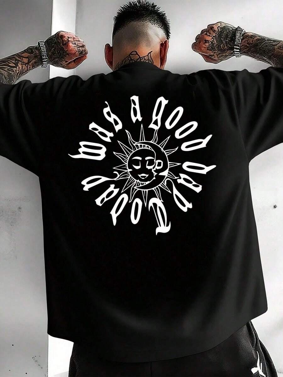 A T Shirt With A Minimalist Nature Inspired Pattern. Perfect For Nature Lovers Casual Wearers And Same Style For Men And Women 2026 Summer Short-Sleeved Printed T-Shirt 180G - Black - View 1