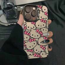 SANRIO ハローキティ ピンク 総柄 キュートクール ガールズ ケース, 17/16/15/14/13/12/11, Galaxy S26,S23,S22,S25,S24対応 耐衝撃性 傷防止 人気のある,新しい,限定,かわいい - 透粉 - チェックする 3