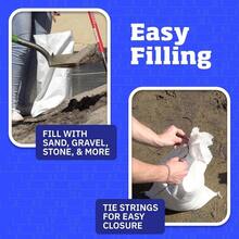 Heavy Duty Sand Bags With Tie Strings Empty Woven Polypropylene Sand - Bags Flood Control With 1600 Hours Of, 50 Lbs Capacity, 14x26 Inches, White, Pack Of 10 - White + 10 Sandbags - View 6