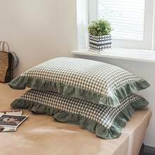 Bộ 1 cặp vỏ gối cotton 48x74cm, chất liệu cotton đã qua xử lý, kèm ruột gối bằng da thật và lớp lót, vỏ gối 100% cotton. - A - Xem 5