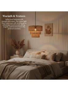 Bohemian Style Woven Rattan Lamp Shade | 3-Layer Design, Suitable For Modern Farmhouse And Coastal Homes - Multicolor - View 10
