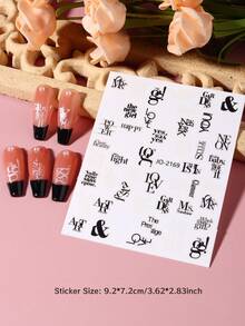 2件組簡約英文字母美甲貼紙 黑白 Love 字母單字 夏季美甲貼花哥德風 Y2K 簡約美甲飾品 婚禮/節日派對美甲裝飾 美甲用品 - 黑與白 - 查看 6