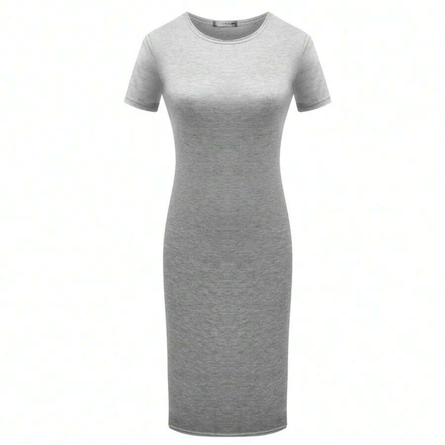 Vestidos de verano para mujer hasta la rodilla brillante pantalón corto Casual manga vendaje ceñido al cuerpo vestido tubo Vestidos - Gris - Ver 1