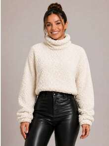 Women's Teddy Turtleneck Blouse - trắng - Xem 4