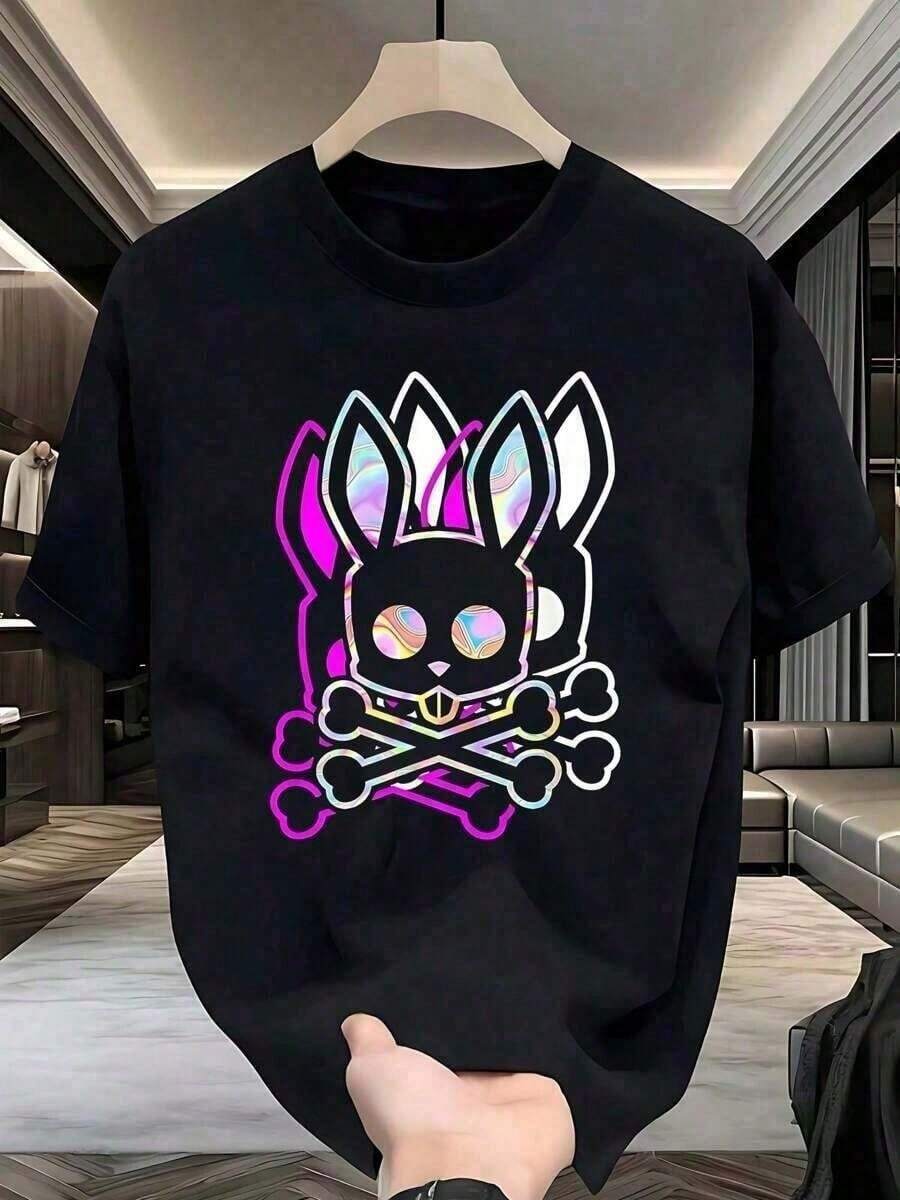 Camiseta corta de manga corta para hombres con diseño sencillo y estampado, estilo moderno y minimalista.Corte corto, cómodo, suave, transpirable y absorbente.Envío exprés desde nuestro almacén local. VEGL - Negro - Ver 1
