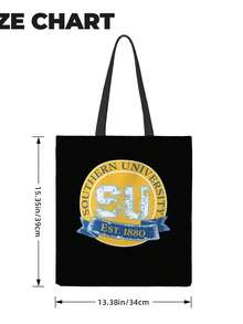 Blue & Yellow Southern University Seal Canvas Tote Bag, Classic College Style ,Canvas Tote Bag With Handles,Durable Canvas Tote Bag,Canvas Tote Bag For Shopping/Grocery - màu đen - Xem 5
