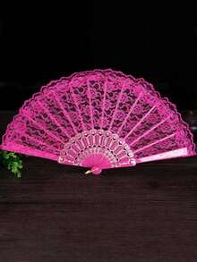 1pc Vintage French Lace Tassel Folding Hand Fan, Suitable For Year-Round Carry, Perfect For Weddings, Dances, Festivals - Multicolor - View 9
