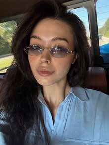 1 Pair Women's Metal Leg Fashionable Small Frame Oval Rimless Glasses, Suitable For Daily Wear - Double Gray - View 6