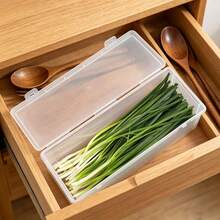 Caja de almacenamiento de alimentos transparente rectangular, recipiente de plástico hermético para el refrigerador para cebolletas, ajo, verduras, fideos, pasta, organizador de cocina apilable con tapa, recipiente de almacenamiento a prueba de olores para el refrigerador, caja de conservación de alimentos de uso múltiple para el hogar y la cocina - Multicolor - Ver 5