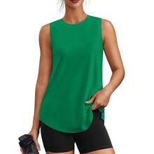 PINSPARK Workout Tops For Women Sleeveless Athletic Tank Tops UPF 50+ Running Tanks With Side Slits Loose Fit Gym Yoga Shirt - Green - View 1