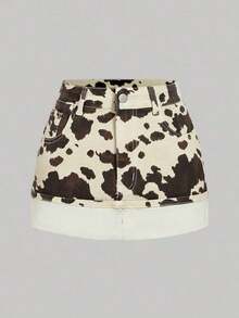 Minifalda de mezclilla lavada y desgastada de estilo casual para mujer, para el verano - Multicolor - Ver 5