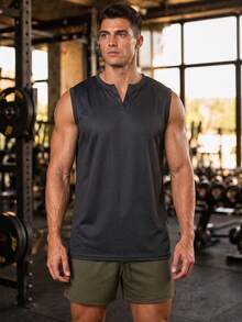 Áo tank top không tay dành cho nam tập luyện cơ bắp, thể hình, tập tạ, thể thao, phòng tập gym màu đen. - màu đen - Xem 1