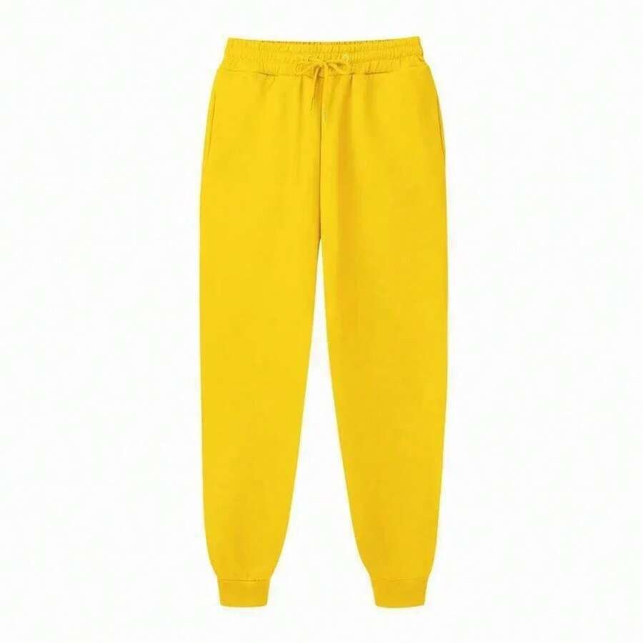 Pantalones de chándal informales para hombre, pantalones deportivos para correr, entrenamiento, gimnasio, trotar, pantalones largos para mujer, pantalones sueltos con cordón, moda en 11 colores - Amarillo - Ver 1