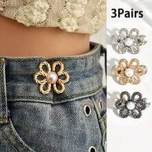 Bộ 1/2 chiếc khóa cài hình hoa có thể điều chỉnh độ co giãn ở eo, phù hợp với quần jeans, áo thun, quần tây, không cần may, dễ dàng tháo lắp. - Nhiều màu - Xem 28