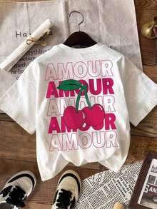 Camiseta de mujer  LUNE, camiseta de manga corta con estampado gráfico de estilo casual urbano, linda camiseta de verano para mujer, camisetas de verano para mujer, camisetas bonitas para mujer, tops para mujer, conjuntos de ropa de vacaciones para mujer, camiseta de mujer, conjuntos de verano para mujer, tops de verano para mujer, camisetas gráficas divertidas. - Blanco - Ver 5
