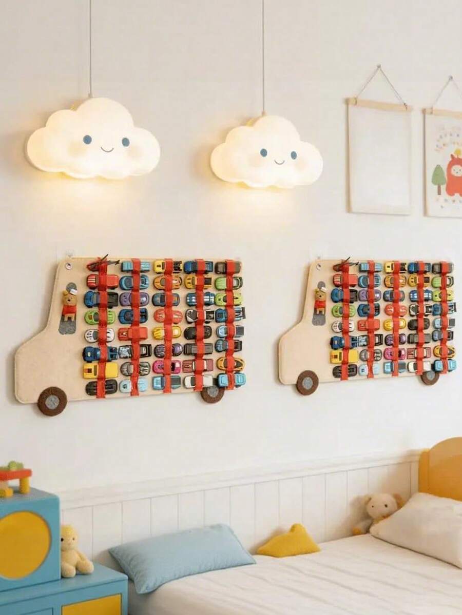 1 Set Car Shaped Storage Hanging Bag, Suitable For Home Decor, Wall Decor, Storage, Small Vehicle Storage, Multi-Pocket Design - Brown - View 1