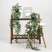 Planta en maceta de mandala, decoración colgante de hojas verdes para exteriores, planta verde artificial para valla y jardín, planta verde artificial de alta calidad en maceta para decoración del hogar y oficina - Verde militar - Ver 5