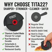 Titanium Coated Pizza Cutter Wheel - Ultra S Durable, Rust Resistant, Ergonomic  Grip Handle, Dishwasher , Detachable Blade Fasy Cleaning - Professional Pizza Slicer - Default - View 6