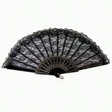 1pc Vintage French Lace Tassel Folding Hand Fan, Suitable For Year-Round Carry, Perfect For Weddings, Dances, Festivals And Accessories - Multicolor - View 7