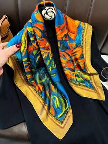 1 chiếc khăn vuông giả lụa in hoa 27,6 inch, khăn bandana nữ mới, khăn quàng cổ đa năng, phụ kiện tóc, khăn satin thời trang, khăn tắm biển - Nhiều màu - Xem 2