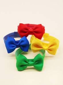 3/6pcs Random Solid Color Knitted Poultry Pet Bow Ties, Cute Exquisite Compact, Suitable For All Seasons, Multi-Color Adjustable Farm Decoration, Party Decoration, Easter Valentine's Day Christmas New Year Wedding Party And Other Holiday Pet Accessories - Multicolor - View 6