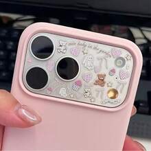 3pcs 17 Pro/Promax Camera Lens Protector, Cute Bear Theme DIY Decorative Sticker Set, Includes Sticker Base And Camera Protective Film - Clear - View 9