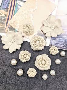14er Set Vintage einfarbige 3D Blumen PVC Schuh-Charms Barock Rose Clog Schuh-Schnallen DIY Dekoration Kunstperlen Schuh-Clips - Verschiedenfarbig - Übersicht 2